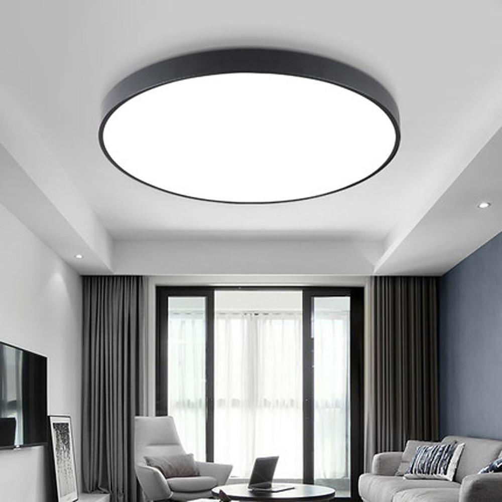 Modern 12 Inch Matte Black Flush Mount Ceiling Light Dimmable Integrated LED Light Fixture
