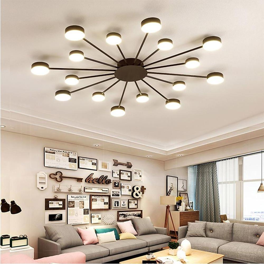 Modern 16 Light LED Cluster Flush Mount Ceiling Lamp for Living Room and Kitchen