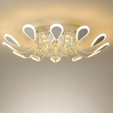 Modern Flower Petal Dimmable LED Crystal Flush Mount Ceiling Lamp