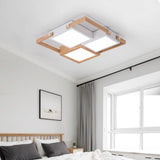 Scandinavian Geometric Wood LED Flush Mount Ceiling Light Modern Interior Fixture