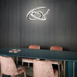 Modern Wave Crystal LED Flush Mount Ceiling Light Stainless Steel Fixture for Dining Room