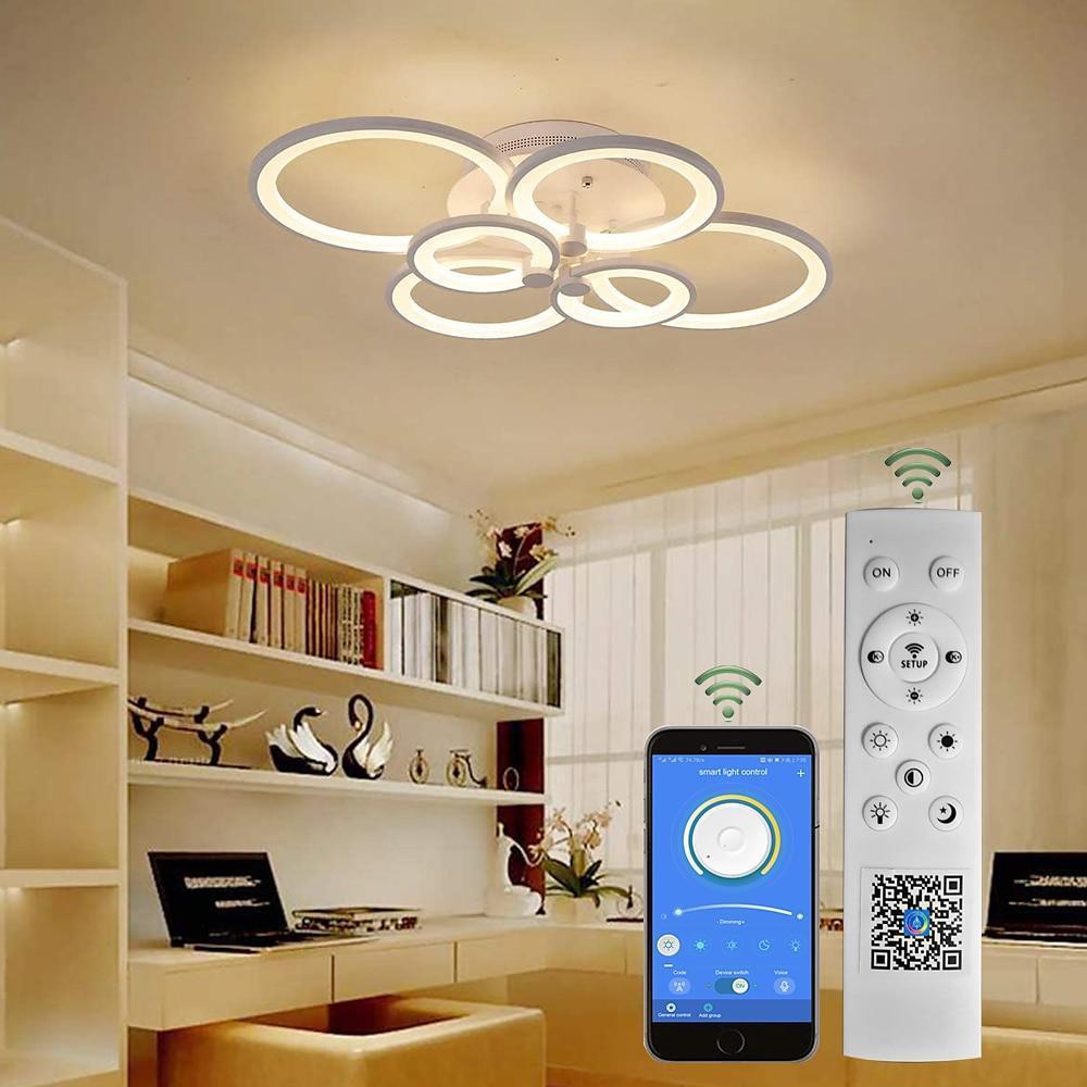 Modern Geometric Overlapping Ring LED Semi Flush Mount Ceiling Light for Living Room