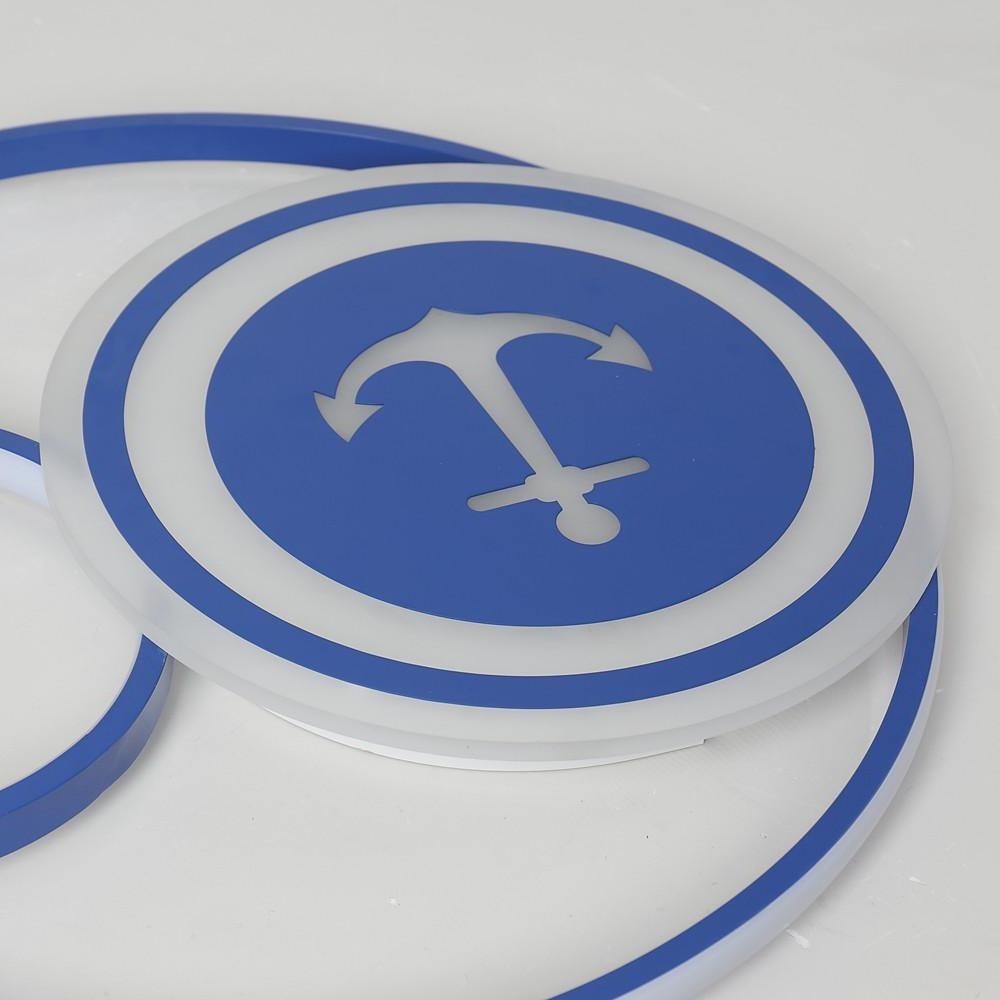 Modern Blue Circular LED Flush Mount Ceiling Light Dimmable Acrylic Fixture for Kids Bedroom