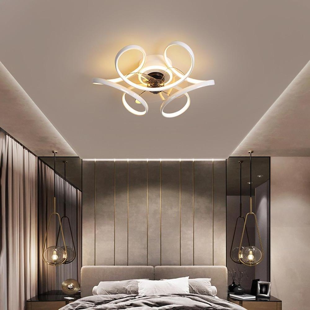 Modern Low Profile 3 Blade Cluster Ceiling Fan with Dimmable LED Lighting for Bedroom and Living Room