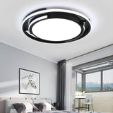 Modern Circular Black Flush Mount LED Ceiling Light Nordic Dimmable Round Fixture 20 Inch