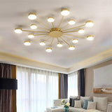 Modern 16 Light LED Cluster Flush Mount Ceiling Lamp for Living Room and Kitchen