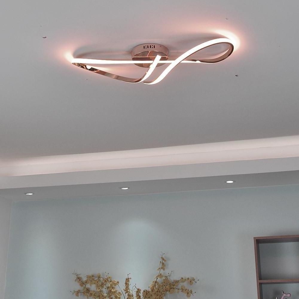 Modern Wavy LED Semi Flush Mount Ceiling Light Dimmable Twisted Spiral Linear Nordic Fixture