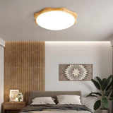 Modern Wave Design Minimalist LED Flush Mount Ceiling Light Nordic Wood Fixture