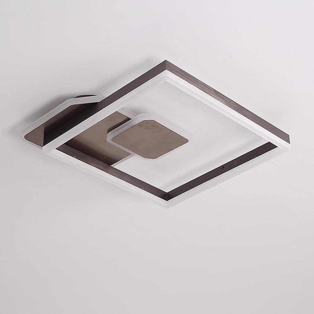 Modern Geometric Square Dimmable LED Flush Mount Ceiling Light Fixture for Living Room Bedroom Gold Coffee