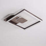 Modern Geometric Square Dimmable LED Flush Mount Ceiling Light Fixture for Living Room Bedroom Gold Coffee