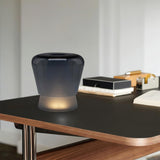 Jumelle Modern Mouth Blown Glass Side Table Lamp with Round Metal Base