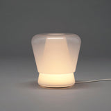 Jumelle Modern Mouth Blown Glass Side Table Lamp with Round Metal Base