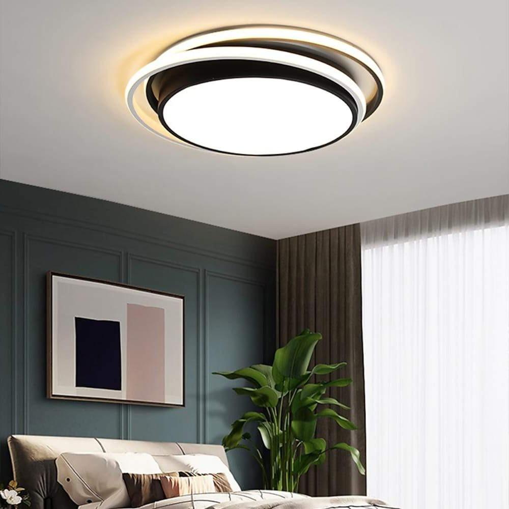 Dimmable Modern Circular LED Flush Mount Ceiling Light Nordic Metal Fixture for Bedrooms and Offices