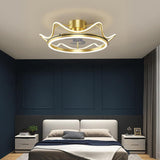 Modern Gold Crown Bladeless Ceiling Fan with LED Light for Bedroom and Living Room