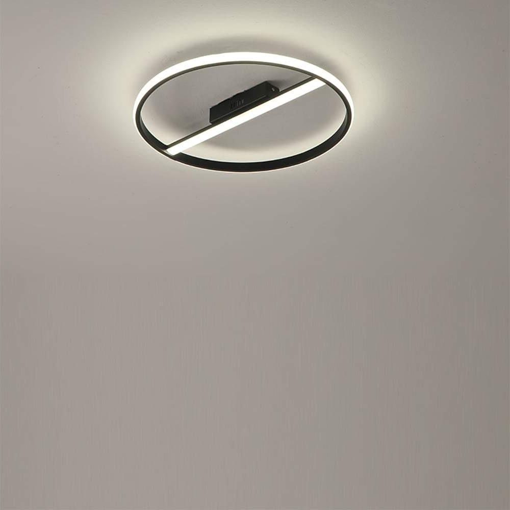 Modern Circle LED Flush Mount Ceiling Light Contemporary Metal 18 Inch Low Profile Fixture