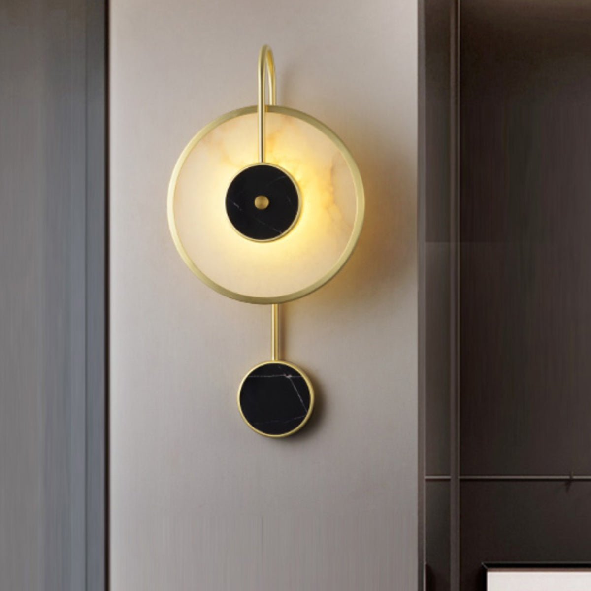 Kandy Alabaster LED Wall Sconce Luxury Natural Marble and Metal Indoor Lighting Set of Two