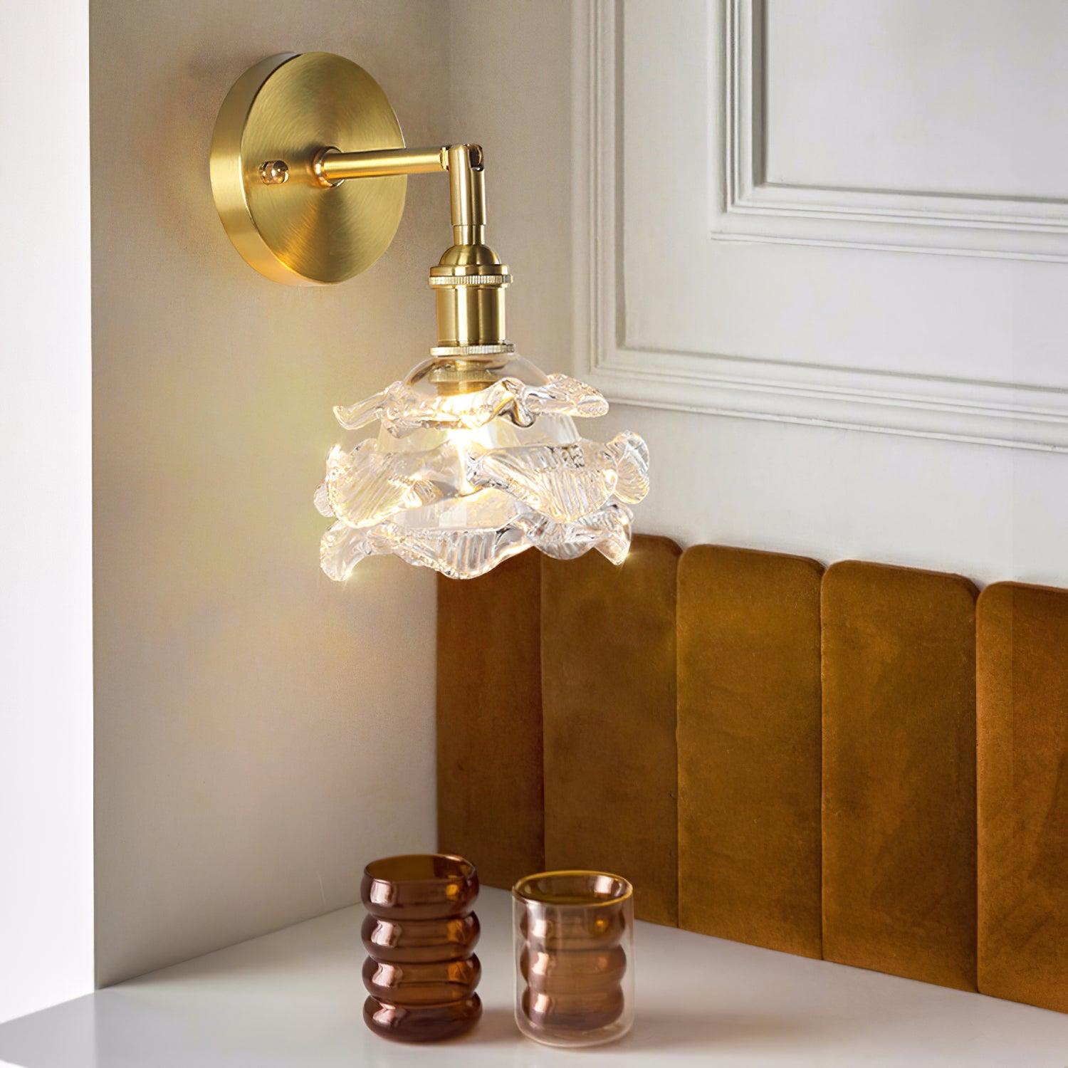 Kano Solid Brass Wall Sconce with Adjustable Arm and Clear Glass Shade for Indoor Use