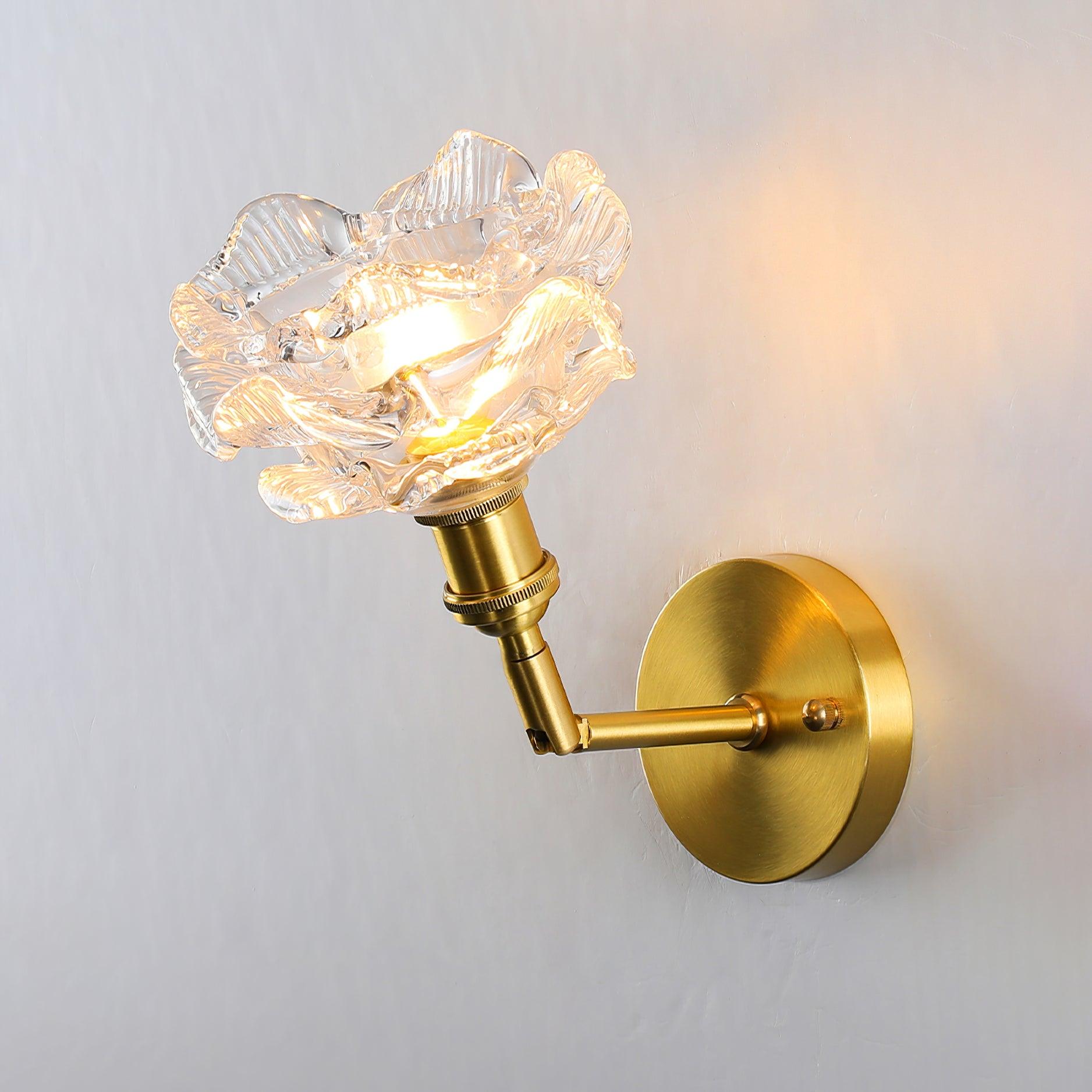 Kano Solid Brass Wall Sconce with Adjustable Arm and Clear Glass Shade for Indoor Use