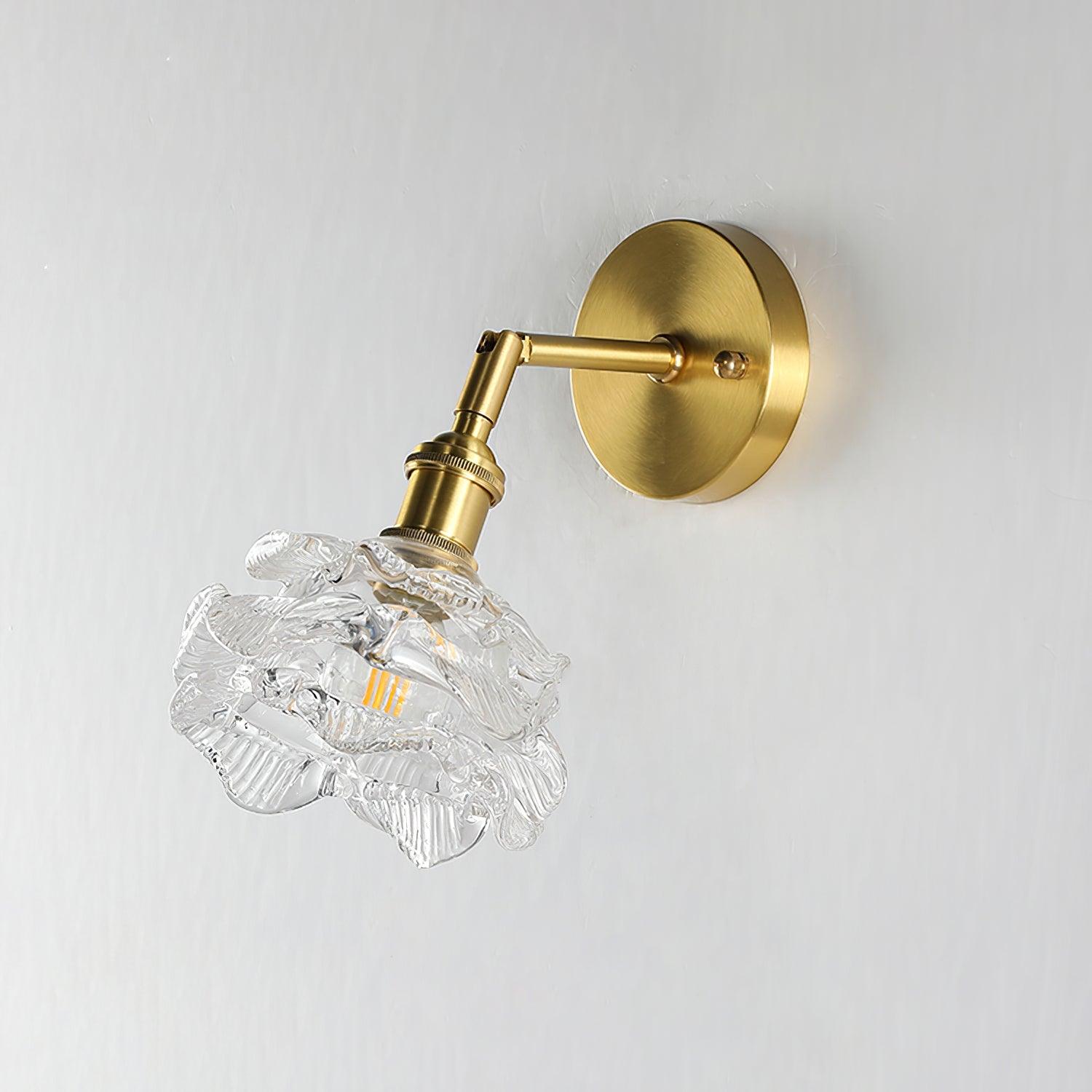 Kano Solid Brass Wall Sconce with Adjustable Arm and Clear Glass Shade for Indoor Use