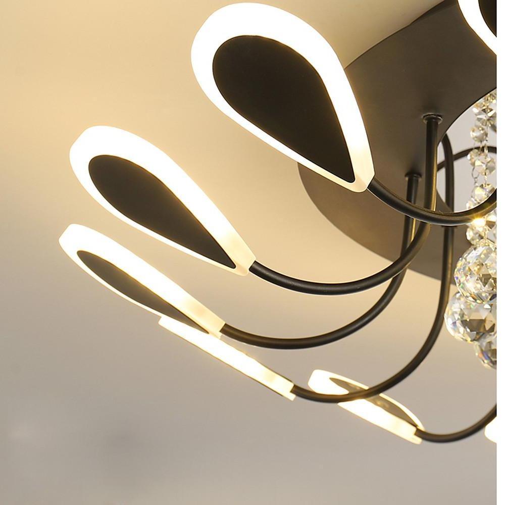 Modern Flower Petal Dimmable LED Crystal Flush Mount Ceiling Lamp