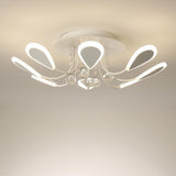 Modern LED Crystal Flush Mount Ceiling Light 8 Lights for Luxury Indoor Home Lighting
