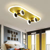 Creative Gold Skateboard Shaped LED Flush Mount Ceiling Light for Kids Room Dimmable Lighting