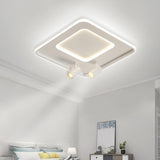 Modern Circular LED Flush Mount Ceiling Light with Integrated Dual Spotlights for Living Room and Bedroom