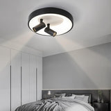 Modern Round LED Flush Mount Ceiling Light White Black Finish for Bedroom and Living Room