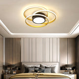 Modern Gold Geometric Multi Circle LED Flush Mount Ceiling Light for Contemporary Bedroom Decor