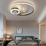 20 Inch Round Flush Mount Ceiling Fan with LED Lighting and Remote Control for Kids Bedroom