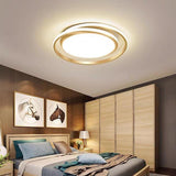 Modern Circular LED Flush Mount Ceiling Light for Bedroom and Living Room in Black or Gold
