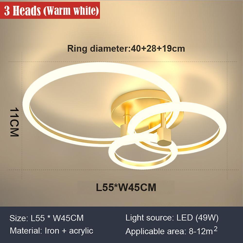 Gold Circular LED Flush Mount Ceiling Light Dimmable Modern Ring Chandelier Fixture