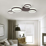 Modern 4 Ring LED Flush Mount Ceiling Light Silica Gel Cluster Fixture for Living Room