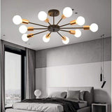 Modern 10 Light Circular Electroplated LED Flush Mount Ceiling Light Fixture in Black Finish