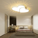 Romantic Gold Double Heart LED Flush Mount Ceiling Light Dimmable Fixture for Bedrooms