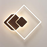 Modern Geometric Square Dimmable LED Flush Mount Ceiling Light Fixture for Living Room Bedroom Gold Coffee