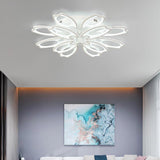 Modern Flower Petal LED Flush Mount Ceiling Light Dimmable White Petal Design Fixture