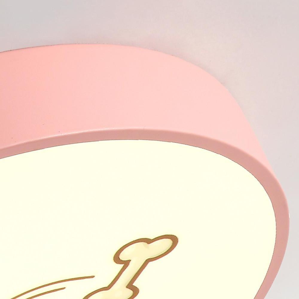 Cute Dog Pattern LED Flush Mount Ceiling Light Circular Metal Drum Fixture for Kids Bedroom