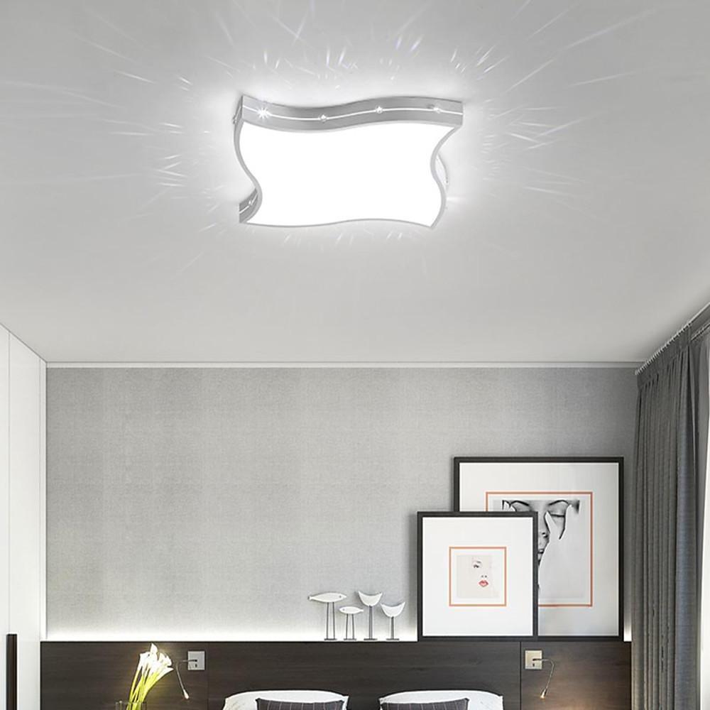 Modern Square Waved Crystal LED Flush Mount Ceiling Light for Contemporary Bedrooms and Nurseries