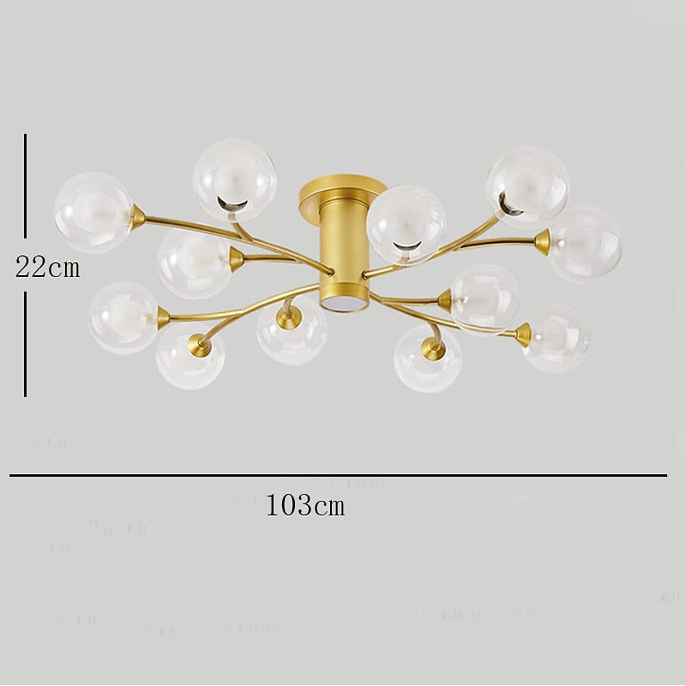 Modern Globe Glass LED Flush Mount Ceiling Light Industrial Metal Lantern Fixture
