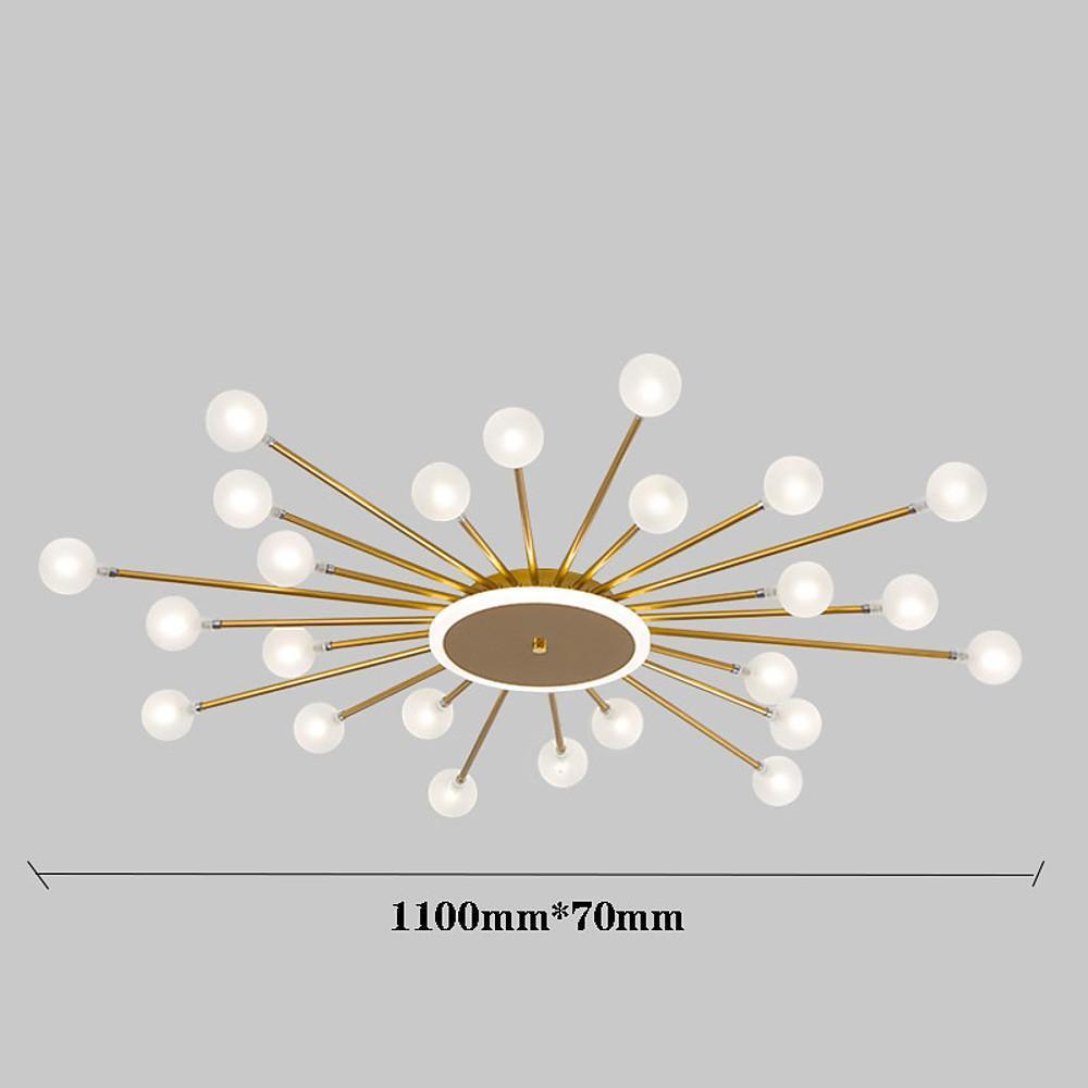 Modern Nordic Glass Globe Hanging Light Fixture 24 LED Tree Branch Pendant Ceiling Chandelier