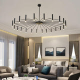 Large 24 Light Black Sputnik Chandelier Modern Round LED Pendant Ceiling Fixture for Dining Room 63 Inch
