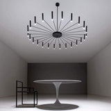 Large 24 Light Black Sputnik Chandelier Modern Round LED Pendant Ceiling Fixture for Dining Room 63 Inch