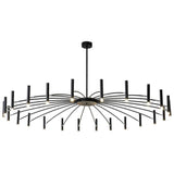 Large 24 Light Black Sputnik Chandelier Modern Round LED Pendant Ceiling Fixture for Dining Room 63 Inch
