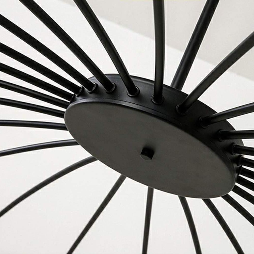 Large 24 Light Black Sputnik Chandelier Modern Round LED Pendant Ceiling Fixture for Dining Room 63 Inch