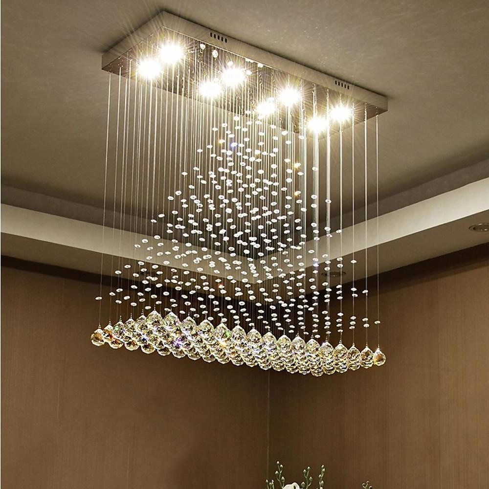 Large 5 Tier Crystal Chandelier Modern Hanging Pendant Ceiling Light Fixture for Living Room