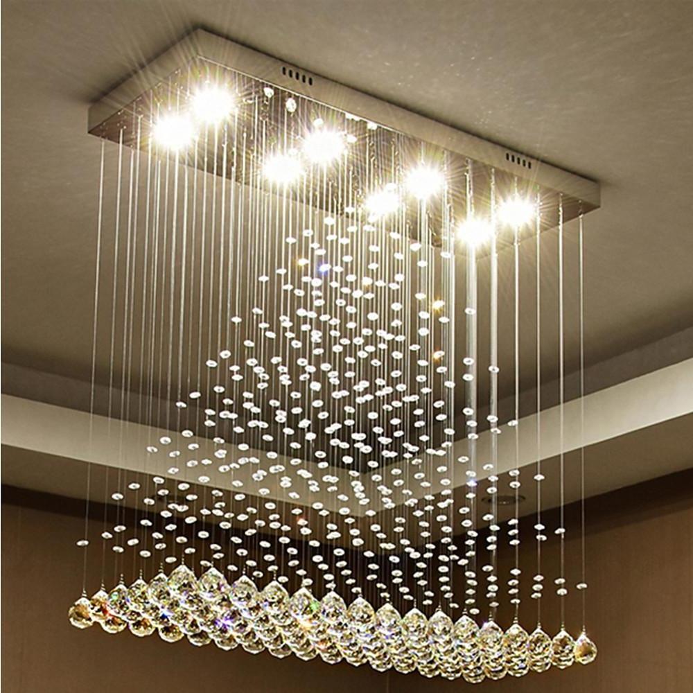 Large 5 Tier Crystal Chandelier Modern Hanging Pendant Ceiling Light Fixture for Living Room