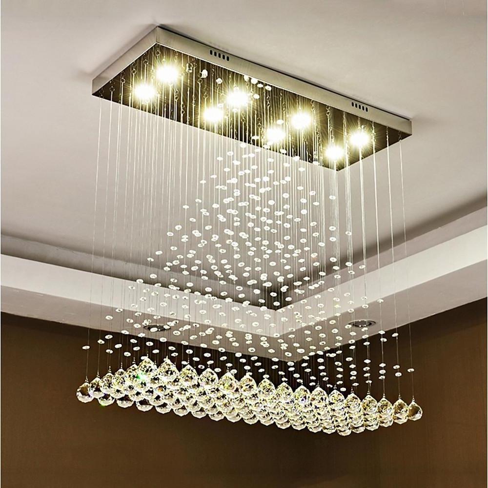 Large 5 Tier Crystal Chandelier Modern Hanging Pendant Ceiling Light Fixture for Living Room