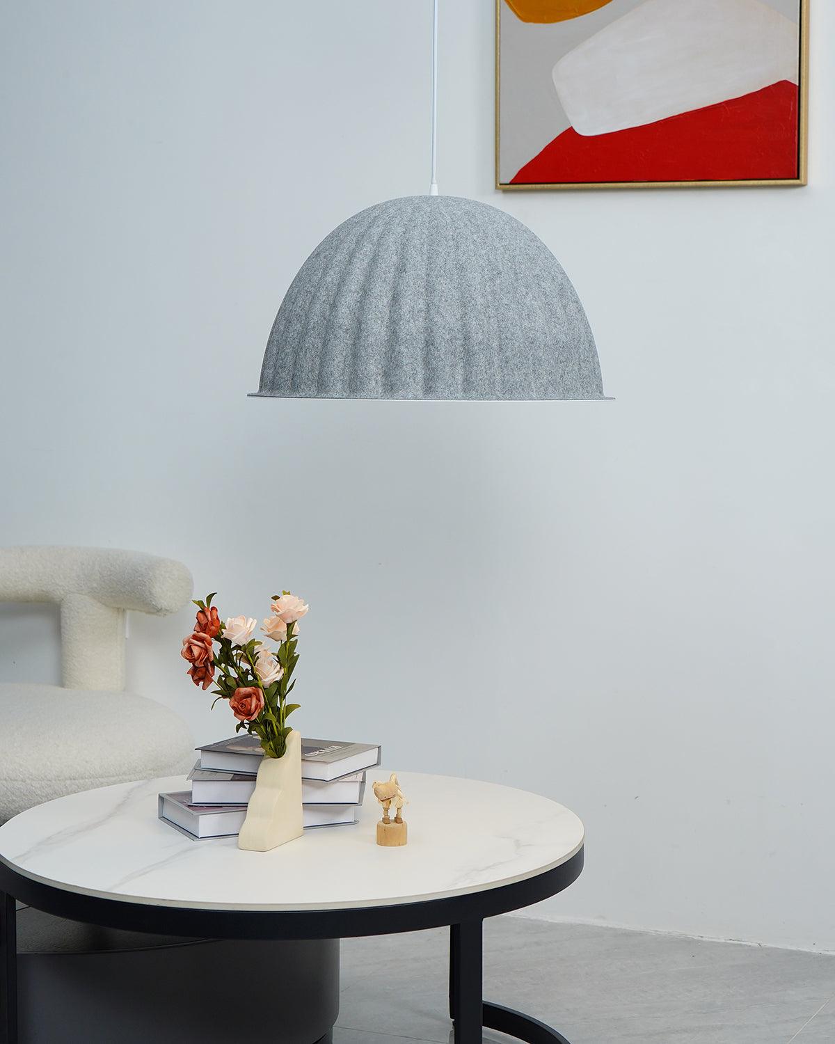 Large Acoustic Felt Dome Pendant Light Recycled Plastic Modern Hanging Ceiling Lamp
