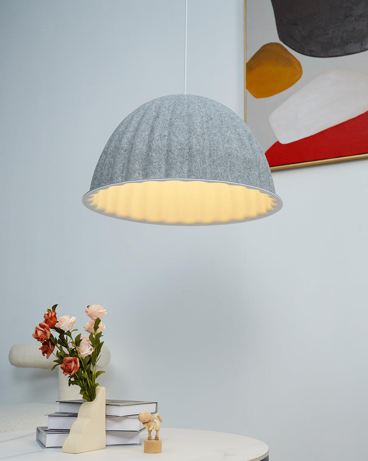 Large Acoustic Felt Dome Pendant Light Recycled Plastic Modern Hanging Ceiling Lamp